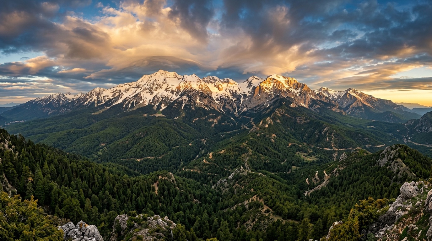 Mount Olympus panoramic sunrise view Turkey