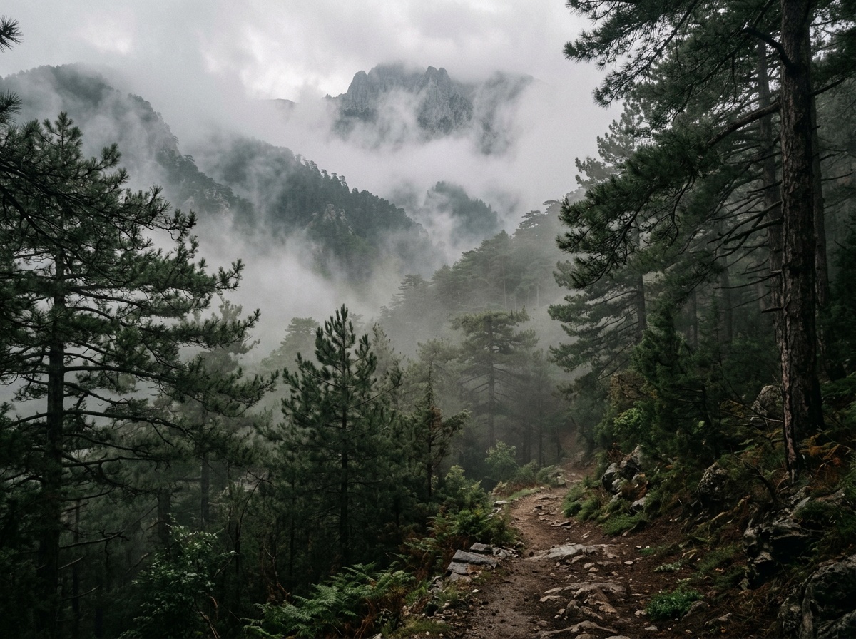 Misty morning atmosphere on Mount Olympus Turkey