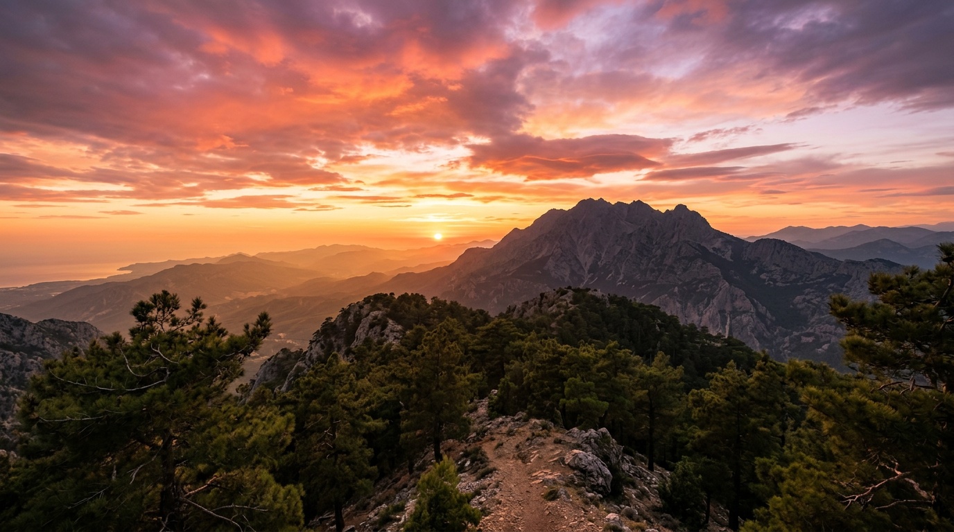 Mount Olympus golden sunset Turkey