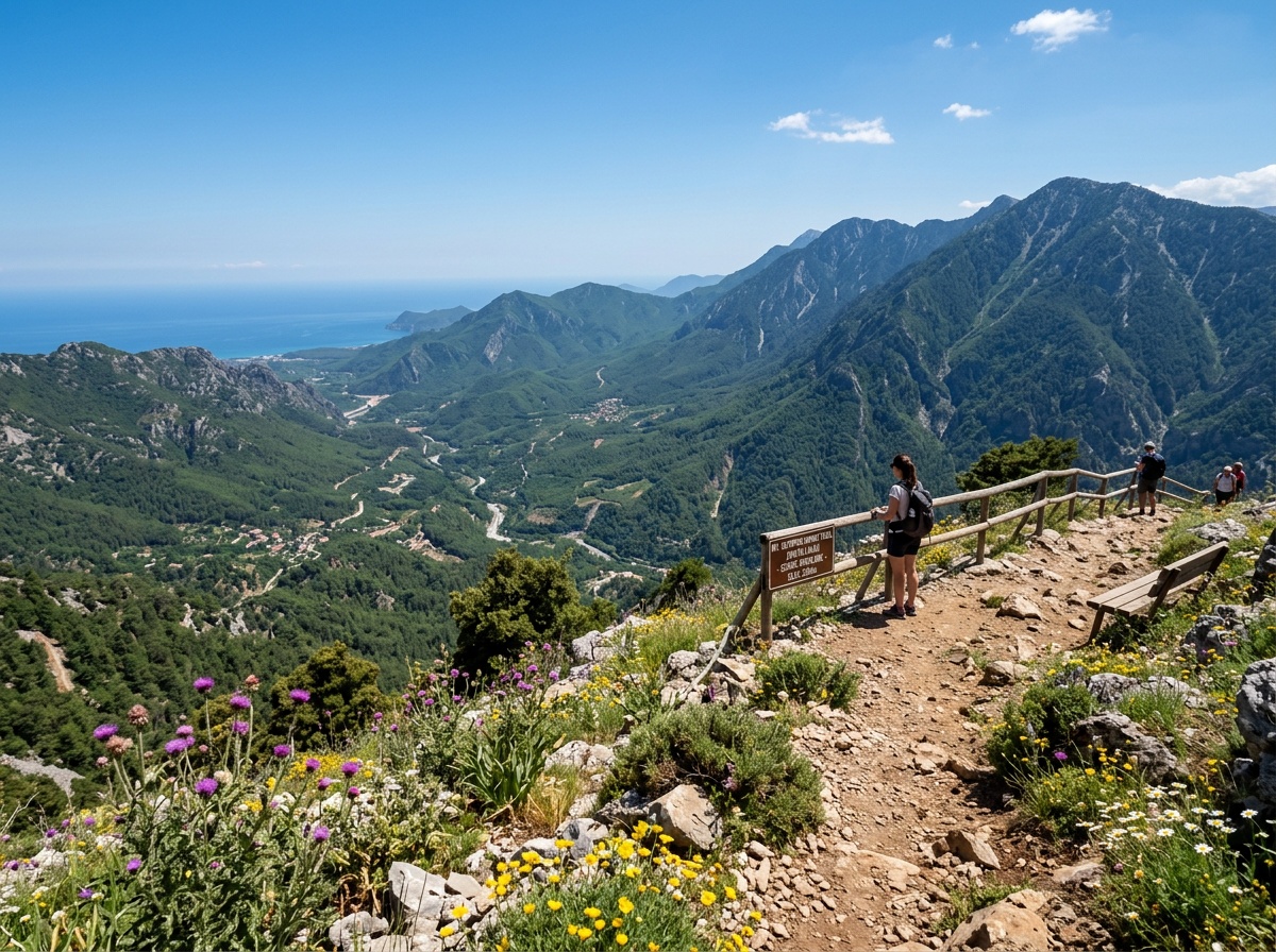 Mountain guide at valley overlook on Olympus